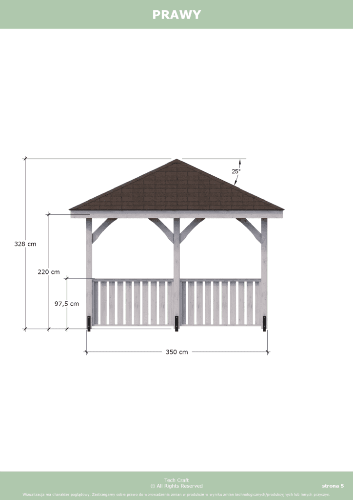 Altana czterospadowa 3,5x3,5m Projekt DIY