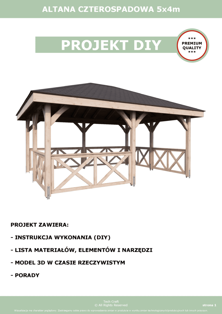 Altana ogrodowa drewniana czterospadowa 5x4m