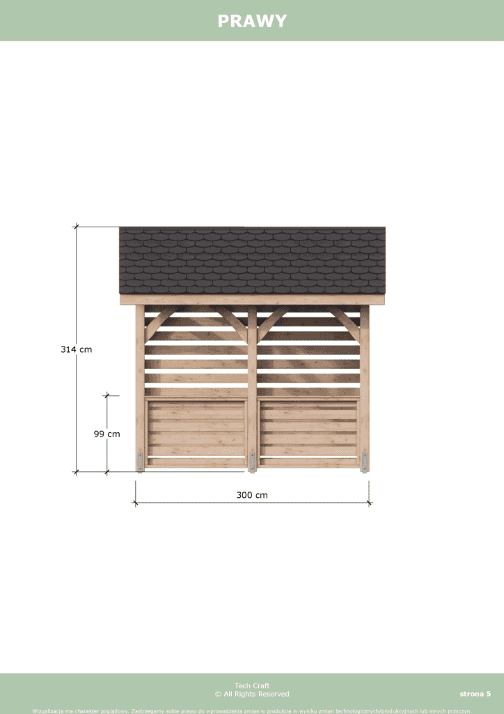 Altana ogrodowa drewniana dwuspadowa 3x3m