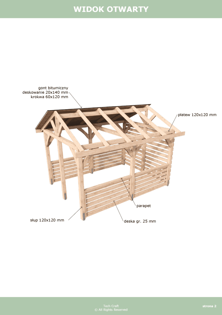 Altana ogrodowa drewniana dwuspadowa 4x3m