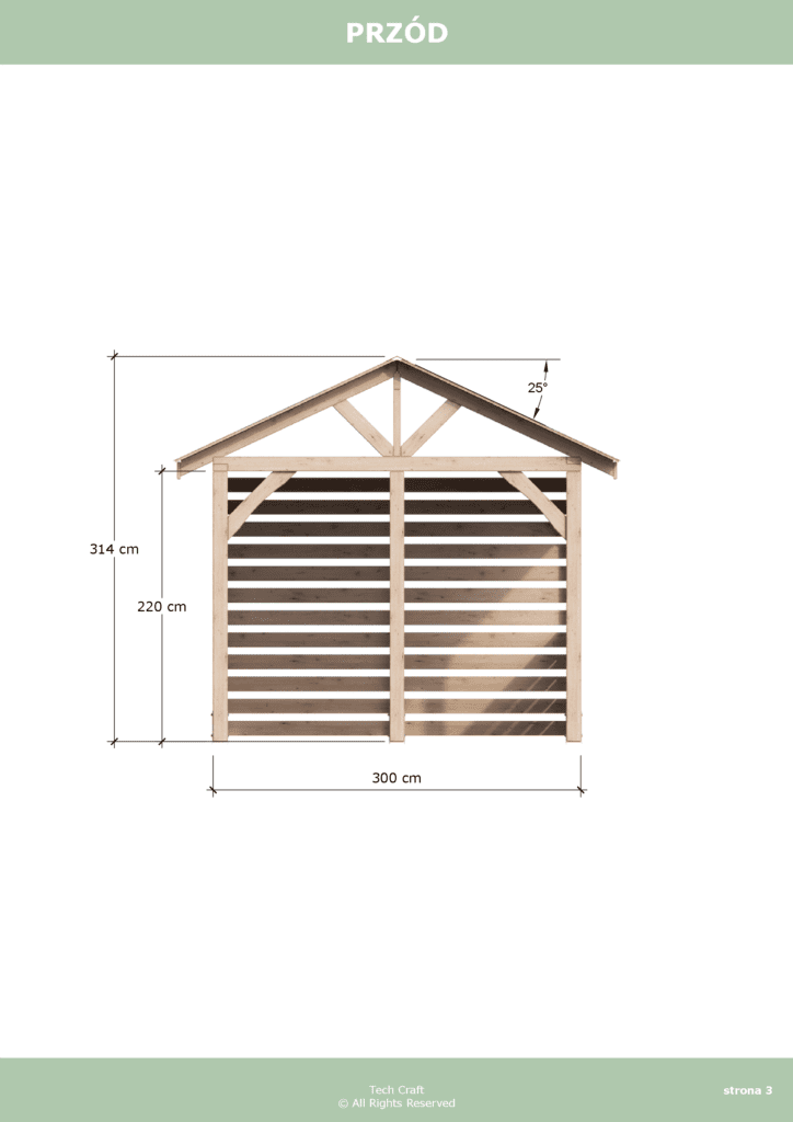 Altana ogrodowa drewniana dwuspadowa 4x3m
