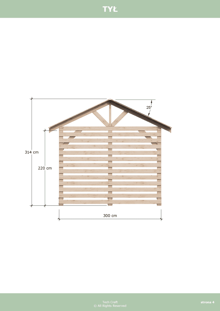 Altana ogrodowa drewniana dwuspadowa 4x3m