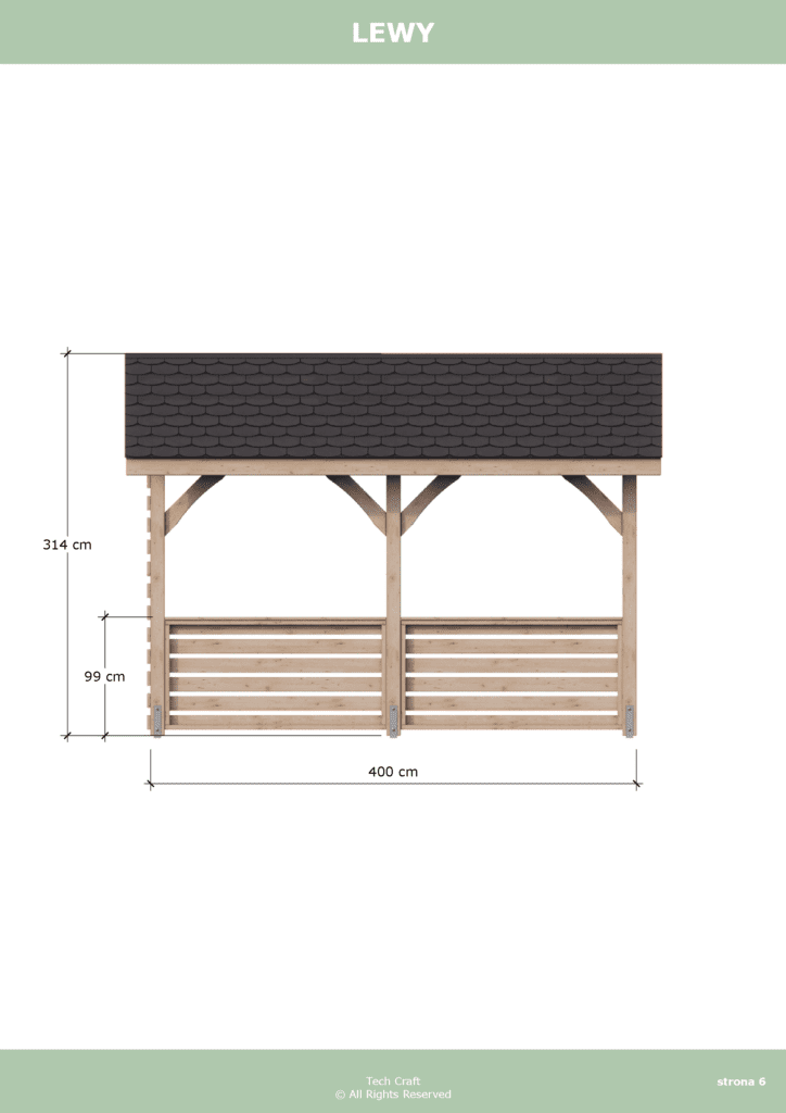 Altana ogrodowa drewniana dwuspadowa 4x3m