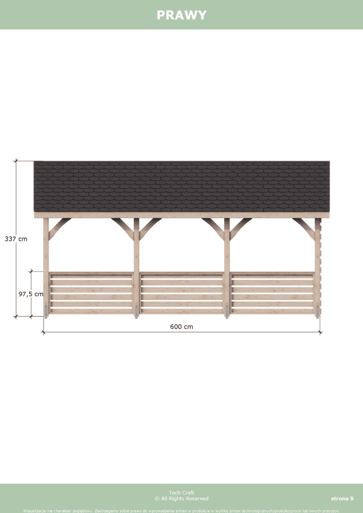Altana ogrodowa drewniana dwuspadowa 6x4m