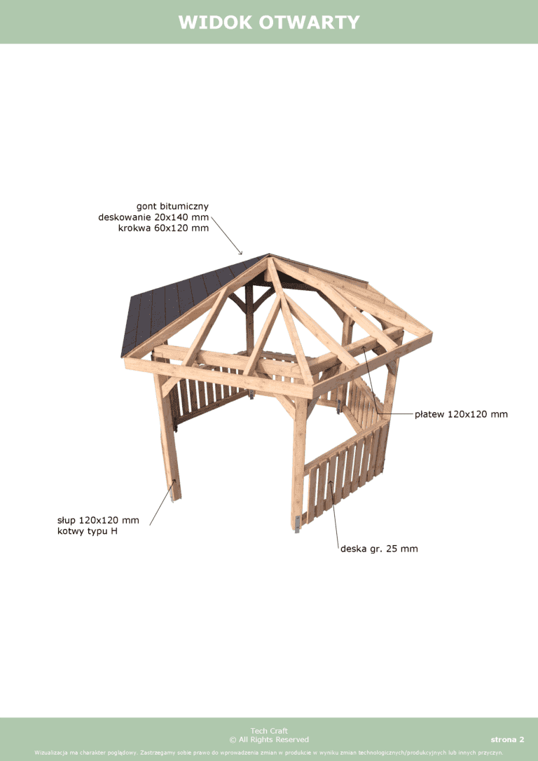 Altana ogrodowa drewniana sześciokątna 3,5m