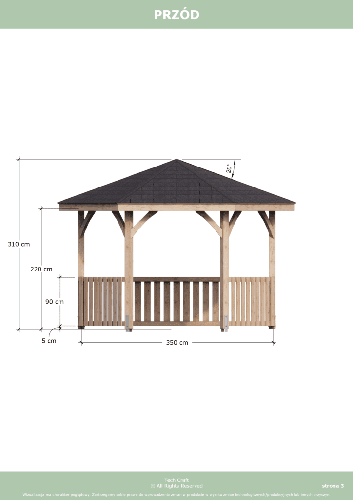 Altana ogrodowa drewniana sześciokątna 3,5m