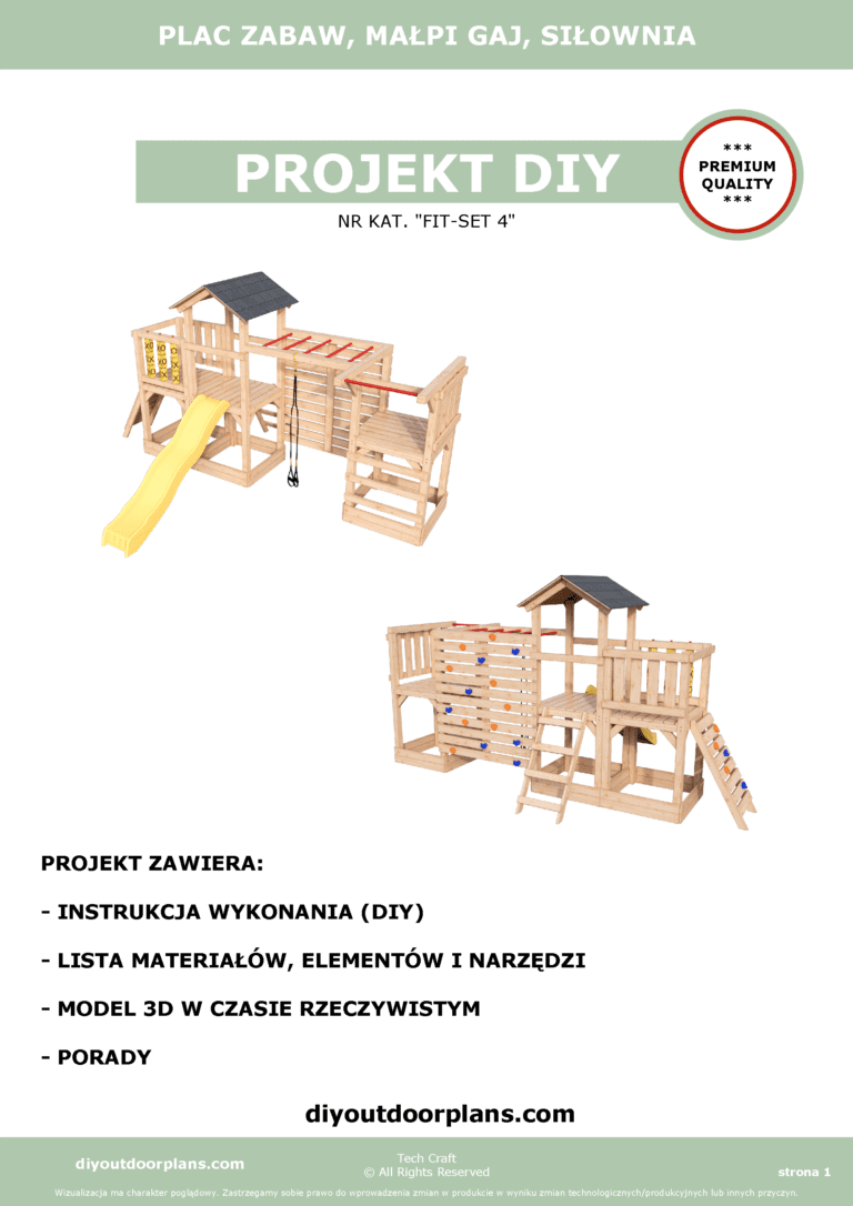 Plac Zabaw drewniany, Małpi Gaj, Siłownia Zewnętrzna FIT-SET 4